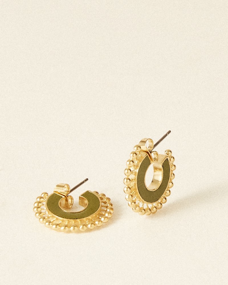 Boucles d'oreilles Eugene vernis olive