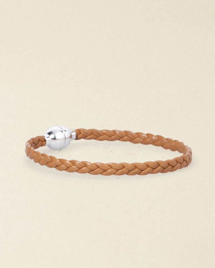 <small>BRACELET</small> CUIR TRESSE HOMME WOOD T1